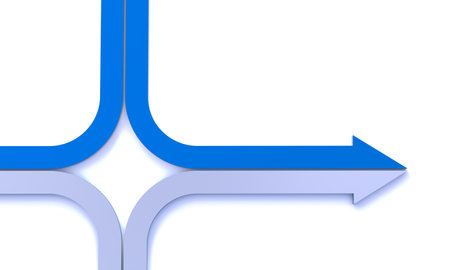 blue and gray arrows on a white background, business concept. 3d renderの写真素材