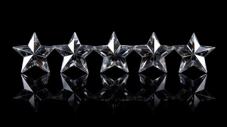 five crystal stars on a black background. generated by aiの素材