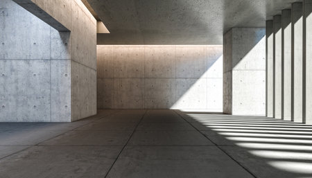 modern interior of a concrete space with light from outside. 3d renderの写真素材