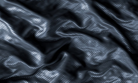 Close up of a wavy carbon fiber pattern for modern background or design 3d render