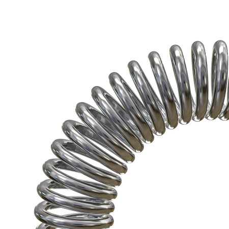 shiny metal coil spring isolated on a white background. 3d renderの写真素材