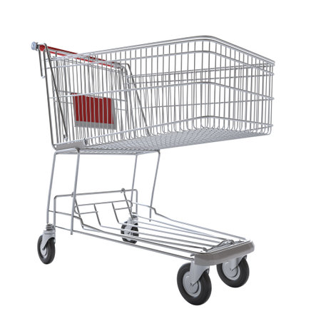 Empty shopping cart isolated on white background. 3d renderの写真素材