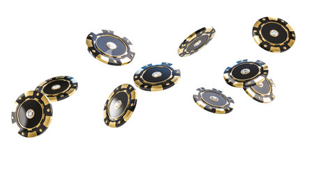 black gold diamond casino chips isolated transparent backgroundの写真素材