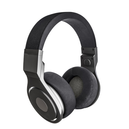 wireless headphones ear cushions isolated transparent backdropの写真素材