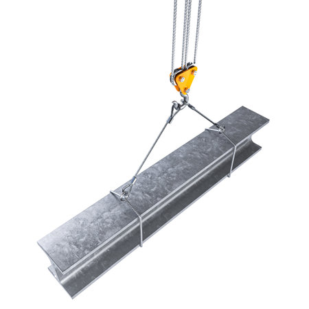 Crane hook cables hoisting steel i-beam transparent backgroundの写真素材