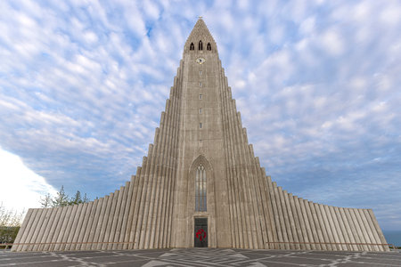modern architecture hallgrimskirkja church reykjavik icelandの写真素材
