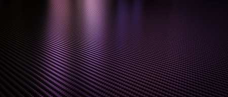 Purple carbon fiber background light beams reflecting 3d renderの写真素材