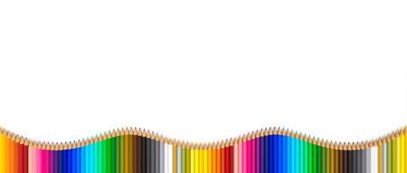 Wave pattern of colorful pencils transparent background, 3d renderの写真素材