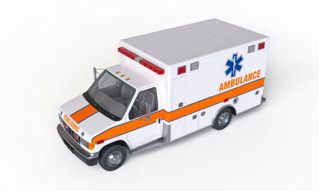 3d isolated emergency ambulance vehicle transparent backgroundの写真素材