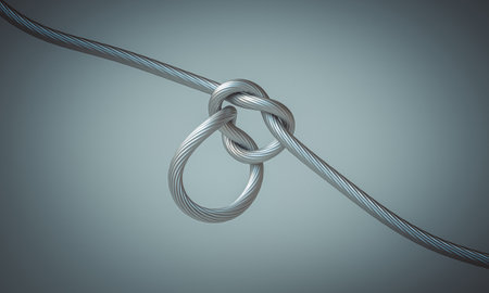 Steel cable knot gradient background, concepts of strength. 3dの写真素材