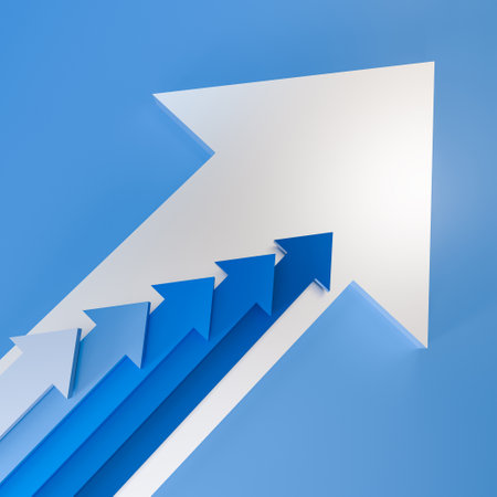 3d render illustration blue arrows on a blue background. business conceptの写真素材