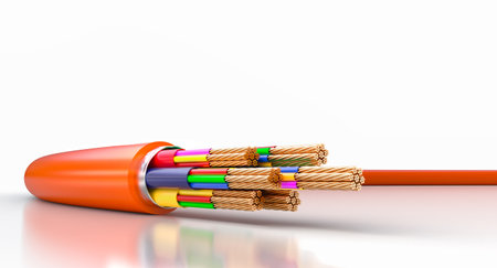 Multicolored electrical cable copper wire isolated white background 3dの写真素材
