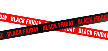Red and black ribbons with black friday sale promotion text isolated 3dの写真素材