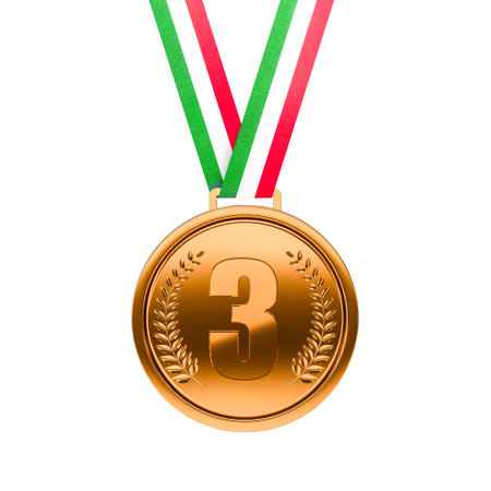 Italian ribbon bronze medal clear background third place 3dの写真素材