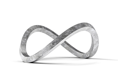 Infinity symbol representing eternity, limitless, endless loop 3d on whiteの写真素材