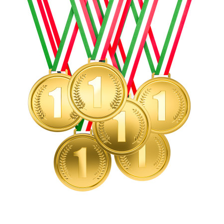 gold medals number one ribbons transparent background 3dの写真素材