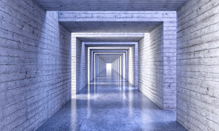 Empty concrete corridor modern architecture structure 3d backgroundの写真素材