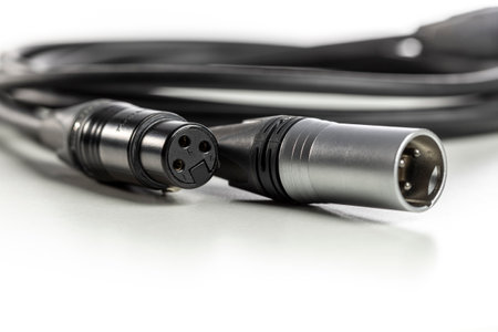 Xlr cable on a white background, representing audio connectivity