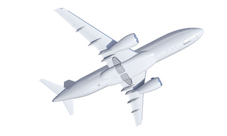 White unmarked airplane flying on transparent background 3d