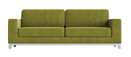 Modern green sofa isolated on transparent background 3dの写真素材