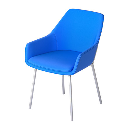 blue upholstered chair with metal legs on transparent background 3dの写真素材