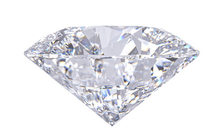 Sparkling round cut diamond on transparent 3d backgroundの写真素材
