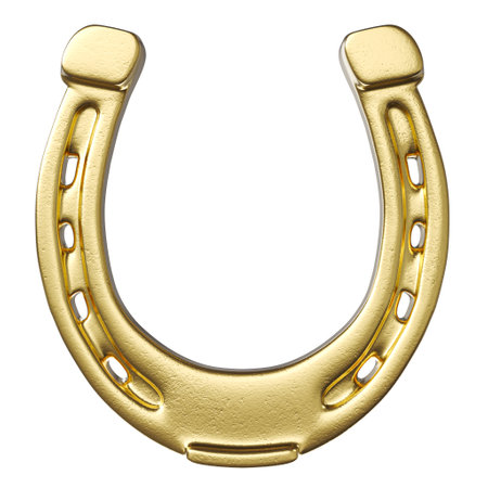 Golden horseshoe on transparent 3d backgroundの写真素材