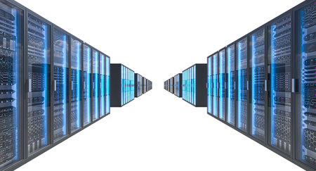 Server room with transparent 3d backgroundの写真素材