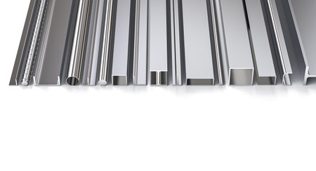Rolled metal products showing variety of 3d shapesの写真素材