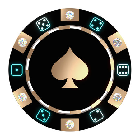 Black poker chip showing spades transparent background 3dの写真素材