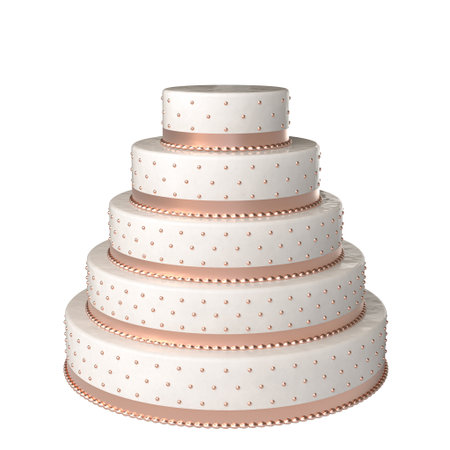 Elegant five tier wedding cake 3d isolated