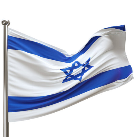 isolated israeli flag waving transparent background 3dの写真素材