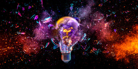 real Light bulb bursting creative idea or innovation