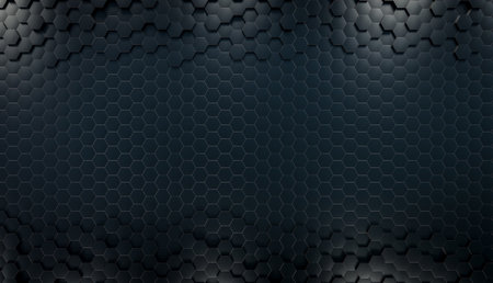 Dark polygonal honeycomb pattern 3d background