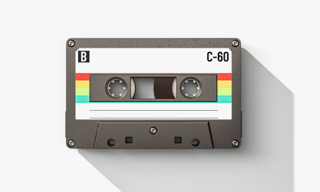 Cassette tape 3d 80s music backgroundの写真素材