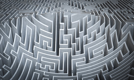 Concrete maze creating a complex 3d problemの写真素材