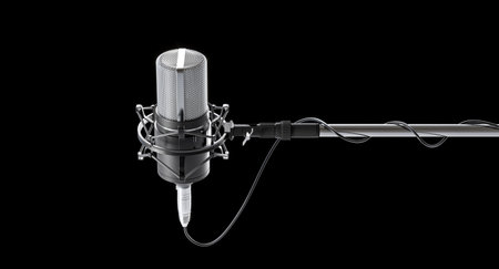 Condenser microphone 3d black backgroundの写真素材