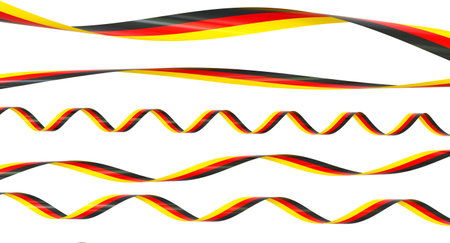3d German flag ribbons waving transparent backgroundの写真素材