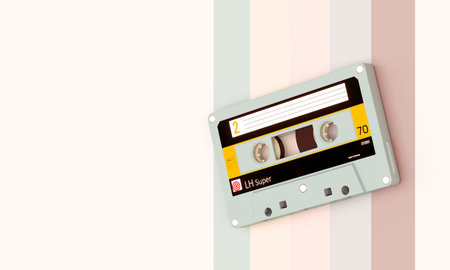 Cassette tape 3d striped background music nostalgia