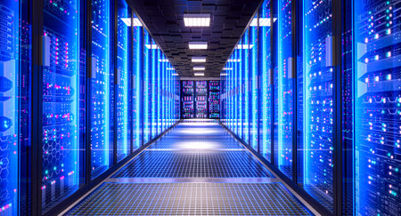 3d Server racks creating data center corridor
