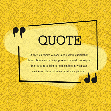 Quote blank template. Quote bubble. Empty template. Circle business card template, paper sheet, information, text. Print design. Quote form. Template vector set. Yellow poster, yellow quote box blankのイラスト素材