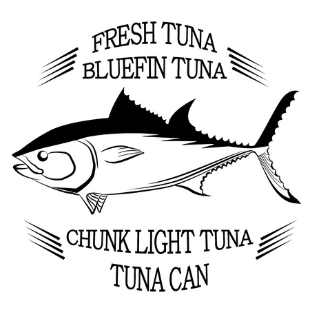 Tuna fish symbol on white background,Vector. Painting beautiful fish with actionのイラスト素材