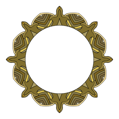 round frame with hand drawn watercolor doodles. tribal ethnic background space for text.のイラスト素材