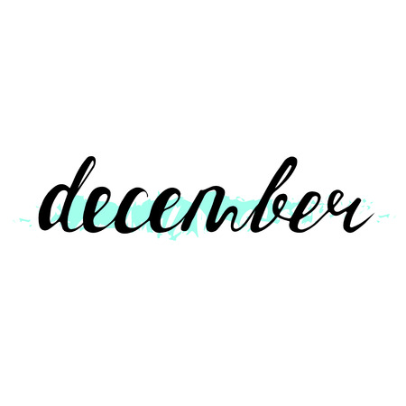 December ink hand drawn calligraphy. painted isolated on white. lettering, cursive, inscription, calendar monthのイラスト素材