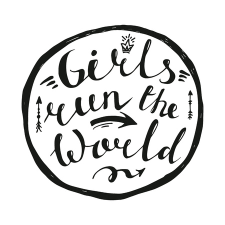 girls run the world quote. Phrase for posters, t-shirts and postcardsのイラスト素材