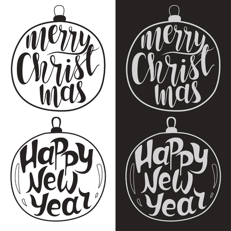 set of New Year merry christmas greeting card. illustration. glitter background. Snowy ball. Wallpaperのイラスト素材