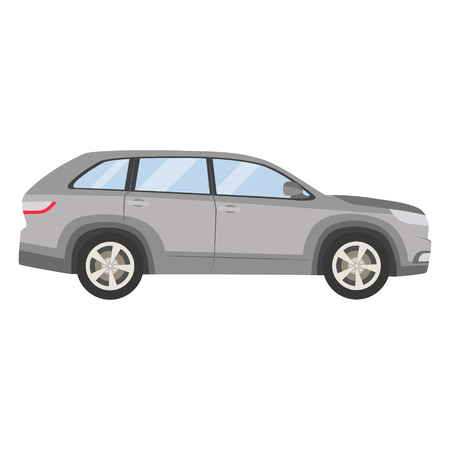 Car vector template on white background. Hatchback isolated. flat style, business design, grey silver hatchback crossover car.のイラスト素材
