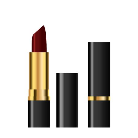 lipstick tube in black and golden tube detailes. cosmetic mock up, vector template for cosmetic products and advertisingのイラスト素材