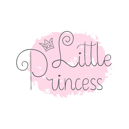Little princess. Hand lettering quotes to print on babies clothes, nursery decorations bags, posters, invitations, cards, pillows, etc. Vector illustration. Photo overlay.のイラスト素材