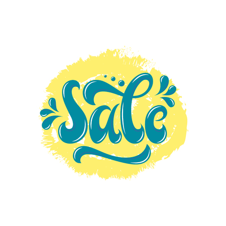 Sale hand lettering design template. Typography vector background. Handmade calligraphy. Easy paste to any background. Hand made type.のイラスト素材